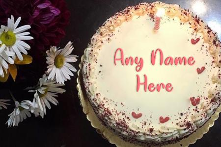 Create Red Velvet Happy Birthday Cake With Name