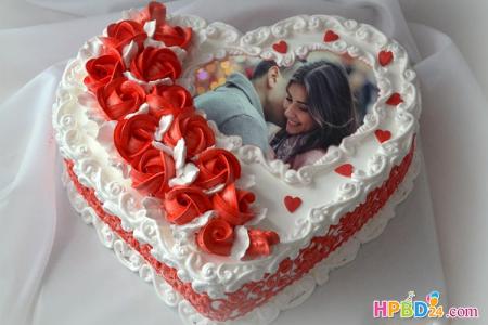 Romantic Love Heart Birthday Cake With Photo Frame
