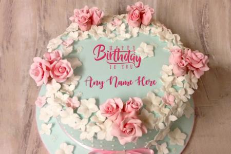 Easy Birthday Flower Rose Cake With Name Online