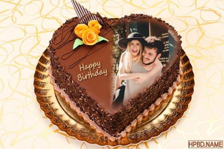 Chocolate Heart Cake for Lover With Photo Frame