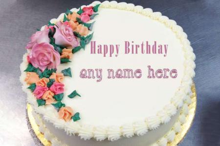 Happy Flower Birthday Cake With Name Edit