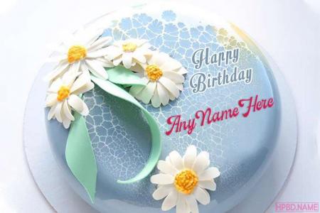 Blue Flowers Butter Cream Cake With Friend Name
