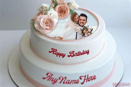 2-Tier Vanilla Flavored Birthday Cake With Name And Photo