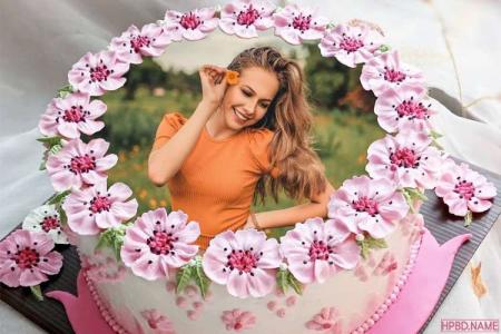 Cherry Blossom Birthday Cake With Photo Frames