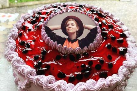 Delicious Strawberry Jam Birthday Cake With Photo Editing