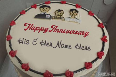 Write Your Name On Happy Wedding Anniversary Cakes