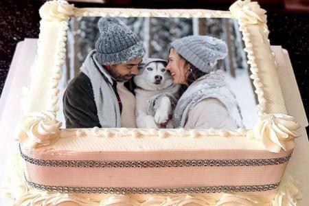 White Square Birthday Cake With Photo Editing