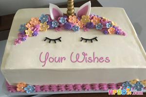 Lovely Pink Butterfly Birthday Cake With Name Editor