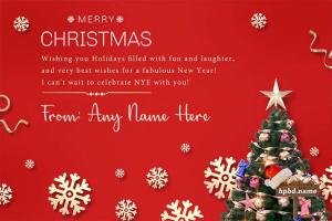 Online Name Writing For Merry Christmas Greetings Card