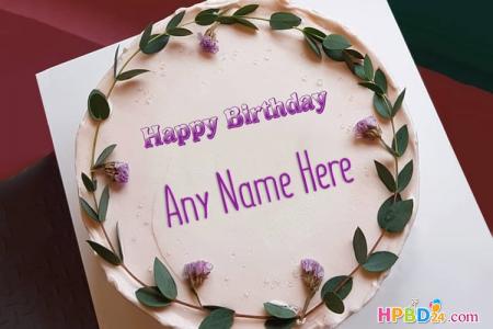 Purple Birthday Cake With Name Editing