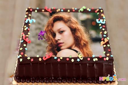 Photo on Happy Birthday Cake With Red Ribbon