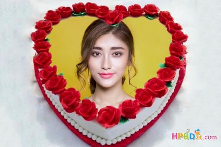 Sweet Heart Shaped Cake With Photo Frame Edit