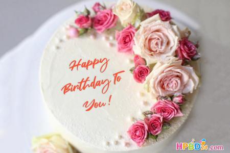 Rose Flower Birthday Cake With Name Generator