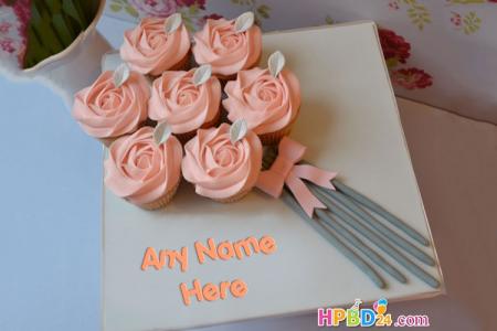 Floral Cupcake Bouquet Cake With Name Edit