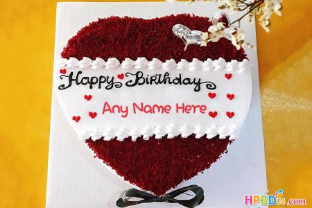 Red Velvet Birthday Cakes For Lover With Name Editor