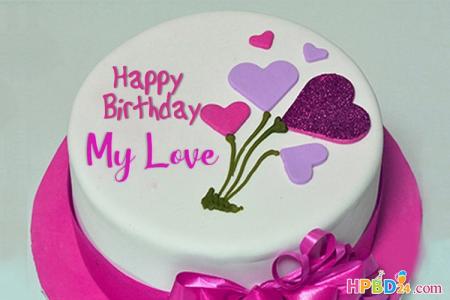 Pink Heart Birthday Cake Of Name Generator