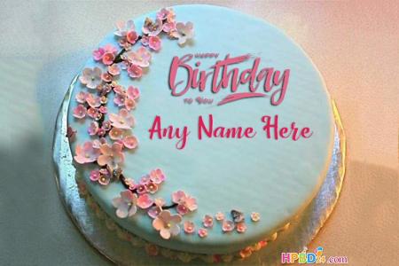 Simple  Flowers Birthday Cake With Name For Women