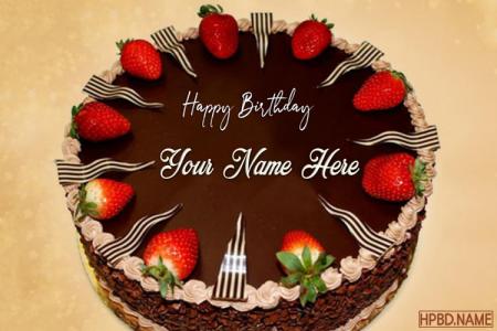 Strawberry Chocolate Birthday Name Cakes Online