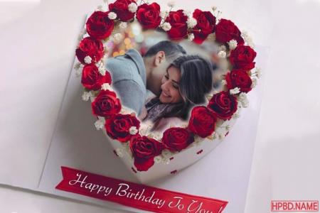 Best Heart With Roses Cakes With Name and Photo Frame