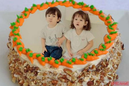 Lovely Carrot Birthday Cake With Photo Frame Edit