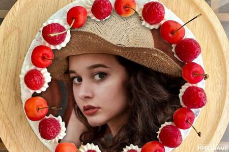 Happy Birthday Fruit Cherry Cake With Your Photo