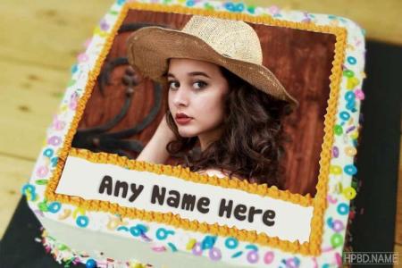 Name and Photo on Lovely Decorated Vanilla Birthday Cake