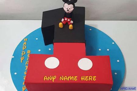 1st Mickey Mouse Birhday Wishes Cake With Name Edit