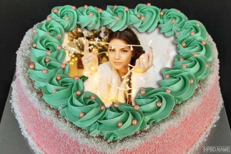 Romantic Heart Birthday Cake With Photo Editing