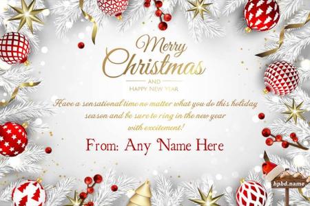 Merry Christmas And New Year Card With Name Edit
