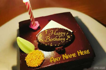Simple Chocolate Candle Birthday Cake With Photo
