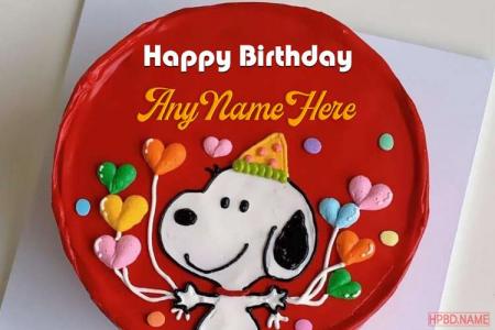 Funny Snoopy Birthday Wishes Cake With Name Edit