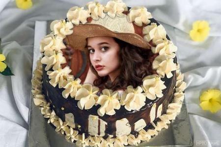 Chocolate Cream Birthday Wishes Cake With Photo Editing