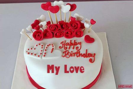 Happy Rose Birthday Cake With Name For Lover