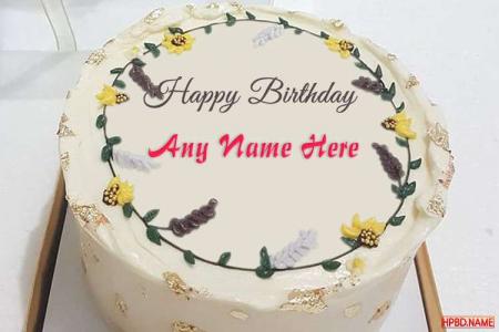 Creative Flower Birthday Wishes Cake With Name Editing