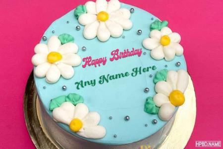 Maker Of Lovely White Floral Birthday Cake With Name