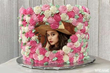 Create Heart Shaped Pink Swirl Birthday Cake With Photo