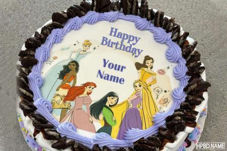 Princess Happy Birthday Wishes Cake With Kids Name