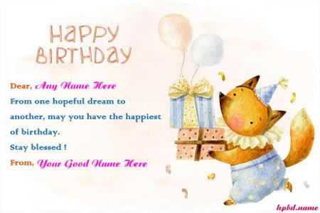Funny Fox Happy Birthday Card With My Name