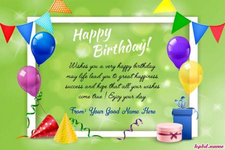 Wish You A Very Happy Birthday Card With Name
