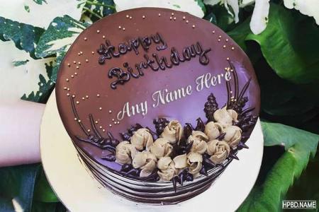Happy Chocolate Cake for Birthday With Name
