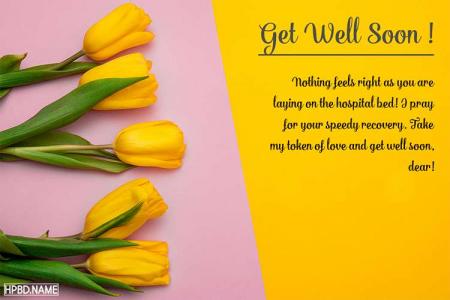 Get Well Soon Cards With Yellow Tulips Flowers
