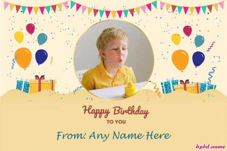 Yellow Background Birthday Cards With Photo And Name