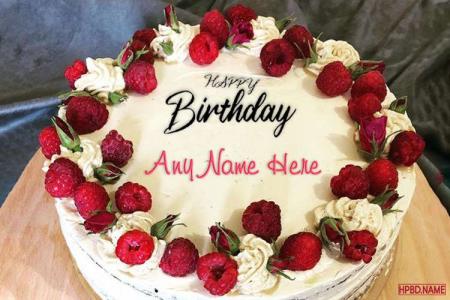 Raspberry Birthday Wishes Cake With Name Edit