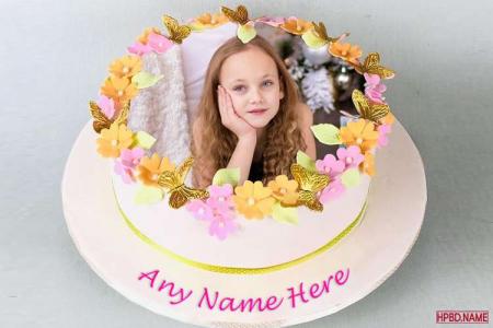 Free Lovely Floral Birthday Cake With Name And Photo