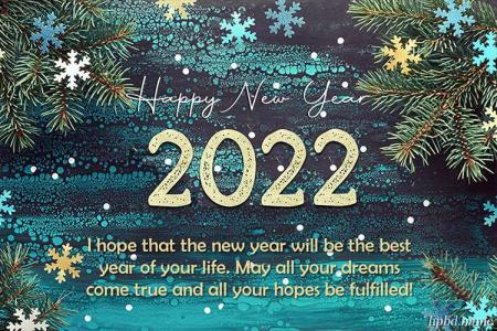 Happy New Year 2022 With Snowflakes