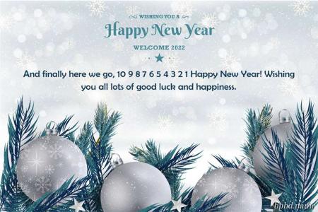 Happy New Year 2022 Card With Silver Ball Background