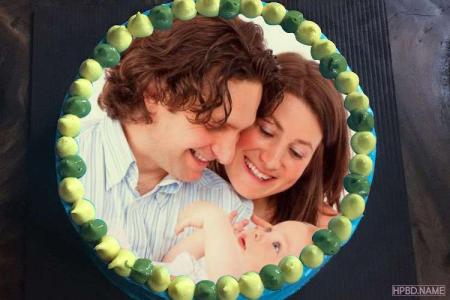 Creative Blue Birthday Cake With Photo Frame