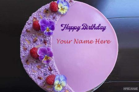 Personalize Purple Birthday Cake With Your Name