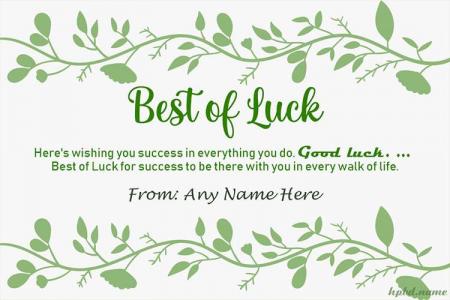 Write Name On Best of Luck Greeting Cards Online