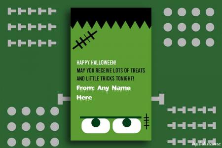 Frankenstein Halloween Decorations Card With Name Edit
